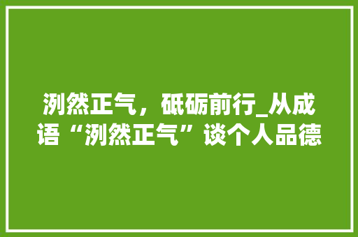 洌然正气，砥砺前行_从成语“洌然正气”谈个人品德修养