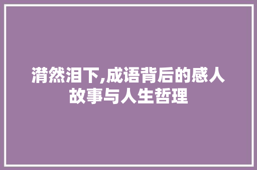 潸然泪下,成语背后的感人故事与人生哲理
