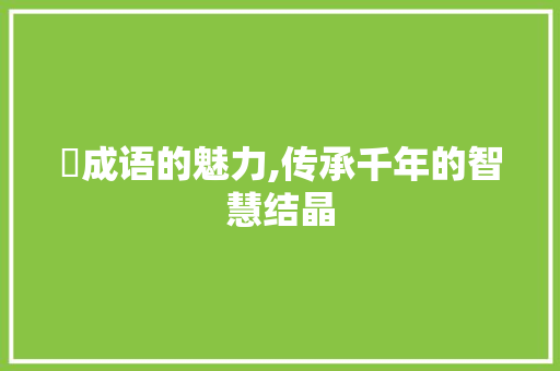 煋成语的魅力,传承千年的智慧结晶
