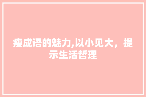 瘦成语的魅力,以小见大，提示生活哲理