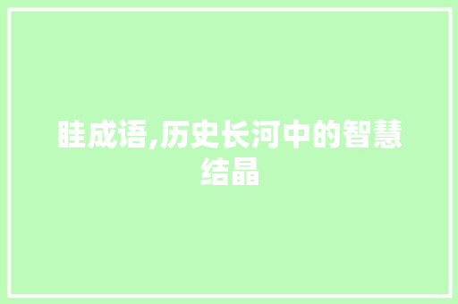 眭成语,历史长河中的智慧结晶