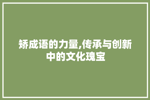 矫成语的力量,传承与创新中的文化瑰宝
