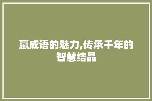 蠃成语的魅力,传承千年的智慧结晶