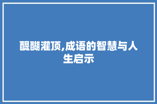 醍醐灌顶,成语的智慧与人生启示