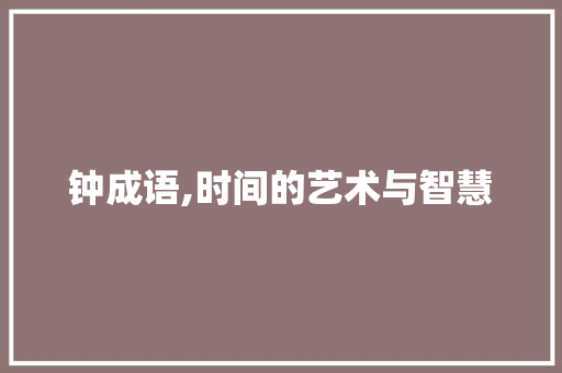 钟成语,时间的艺术与智慧