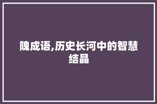 隗成语,历史长河中的智慧结晶