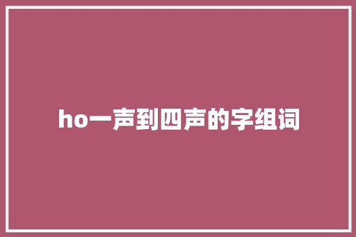 ho一声到四声的字组词