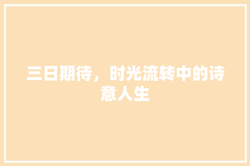 三日期待，时光流转中的诗意人生