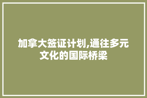 加拿大签证计划,通往多元文化的国际桥梁