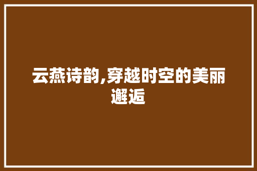 云燕诗韵,穿越时空的美丽邂逅