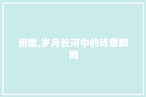 俯瞰,岁月长河中的诗意瞬间