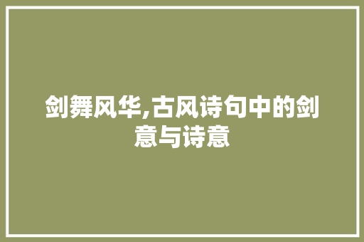 剑舞风华,古风诗句中的剑意与诗意 范文之家