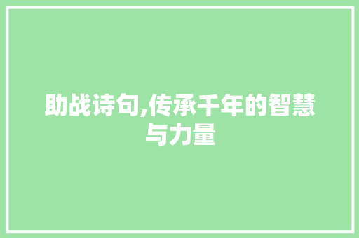 助战诗句,传承千年的智慧与力量