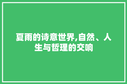 夏雨的诗意世界,自然、人生与哲理的交响