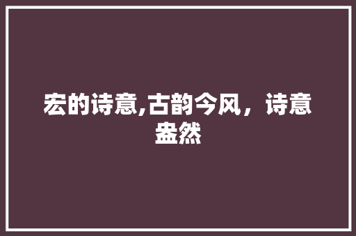 宏的诗意,古韵今风，诗意盎然