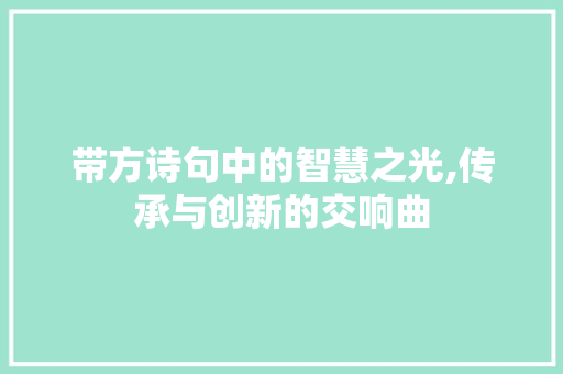 带方诗句中的智慧之光,传承与创新的交响曲