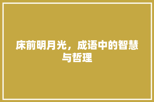 床前明月光，成语中的智慧与哲理