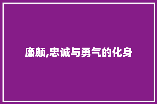 廉颇,忠诚与勇气的化身