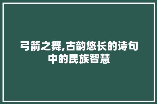 弓箭之舞,古韵悠长的诗句中的民族智慧