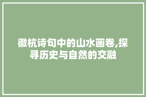 徽杭诗句中的山水画卷,探寻历史与自然的交融