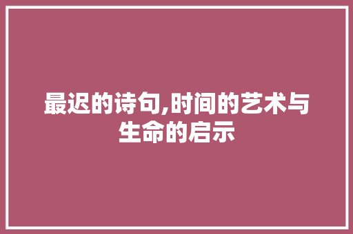 最迟的诗句,时间的艺术与生命的启示