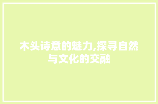 木头诗意的魅力,探寻自然与文化的交融