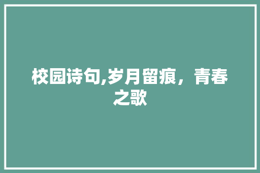 校园诗句,岁月留痕，青春之歌