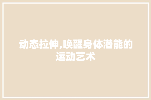 动态拉伸,唤醒身体潜能的运动艺术