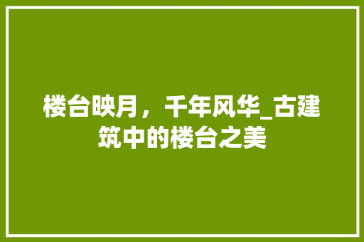 楼台映月，千年风华_古建筑中的楼台之美