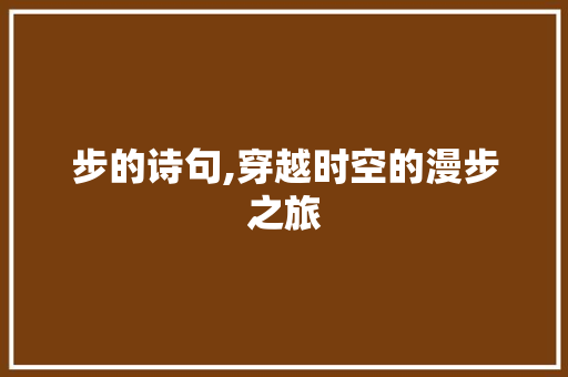 步的诗句,穿越时空的漫步之旅