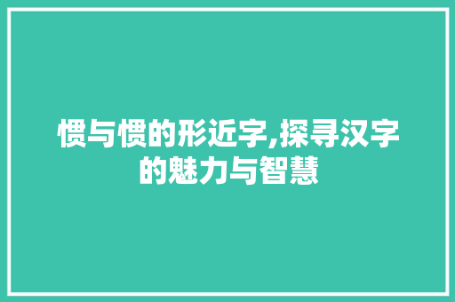 惯与惯的形近字,探寻汉字的魅力与智慧