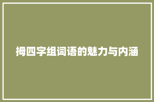 拇四字组词语的魅力与内涵