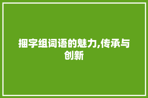 捆字组词语的魅力,传承与创新
