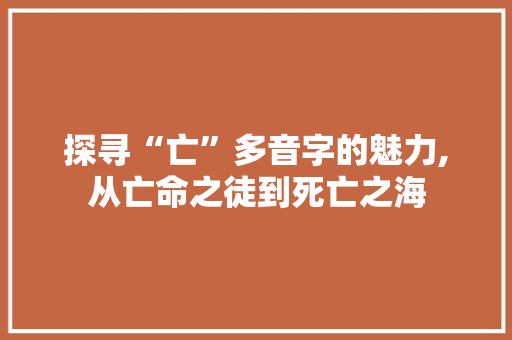 探寻“亡”多音字的魅力,从亡命之徒到死亡之海