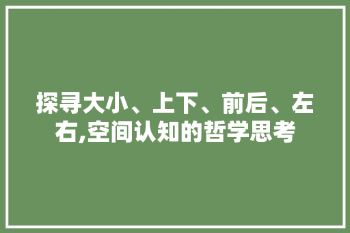 探寻大小、上下、前后、左右,空间认知的哲学思考