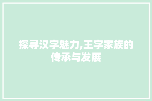 探寻汉字魅力,王字家族的传承与发展