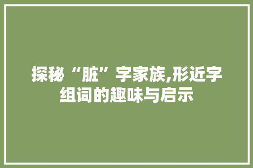 探秘“脏”字家族,形近字组词的趣味与启示