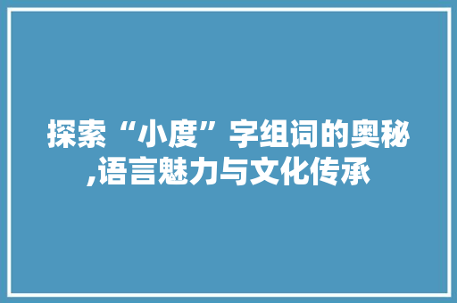 探索“小度”字组词的奥秘,语言魅力与文化传承