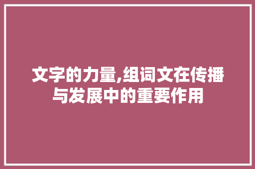 文字的力量,组词文在传播与发展中的重要作用