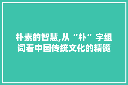 朴素的智慧,从“朴”字组词看中国传统文化的精髓