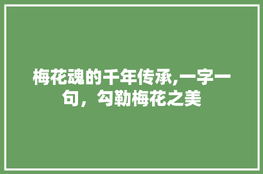 梅花魂的千年传承,一字一句，勾勒梅花之美