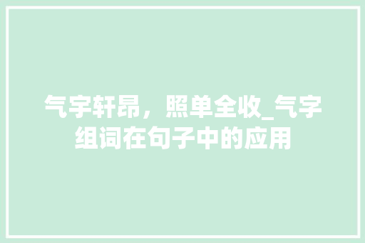 气宇轩昂，照单全收_气字组词在句子中的应用