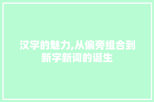 汉字的魅力,从偏旁组合到新字新词的诞生