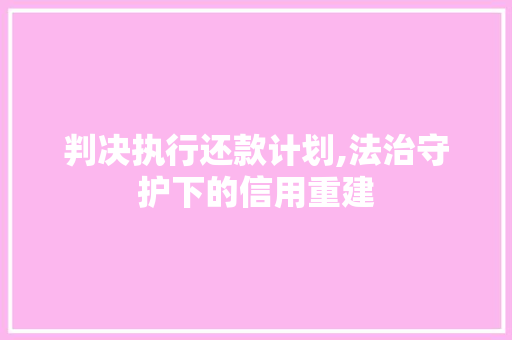 判决执行还款计划,法治守护下的信用重建