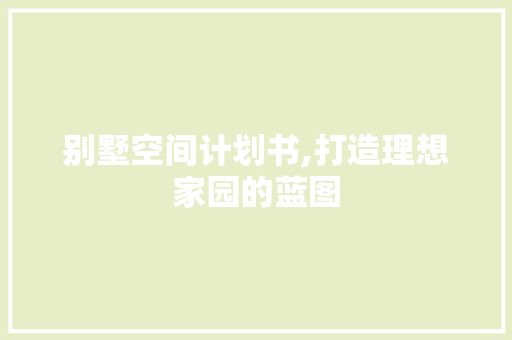 别墅空间计划书,打造理想家园的蓝图