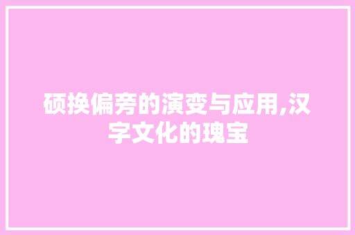 硕换偏旁的演变与应用,汉字文化的瑰宝