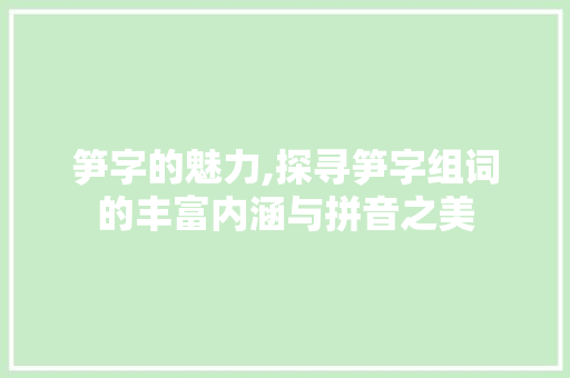 笋字的魅力,探寻笋字组词的丰富内涵与拼音之美