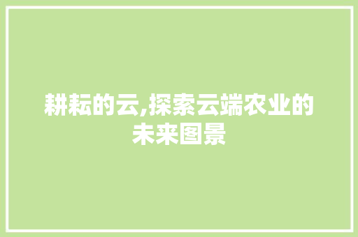 耕耘的云,探索云端农业的未来图景