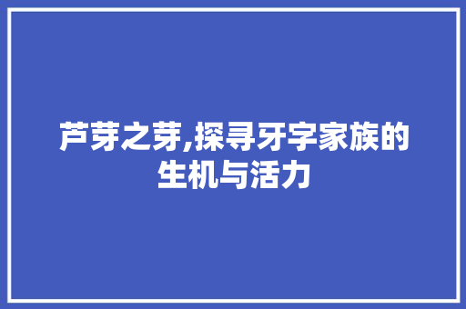 芦芽之芽,探寻牙字家族的生机与活力