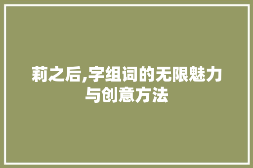 莉之后,字组词的无限魅力与创意方法